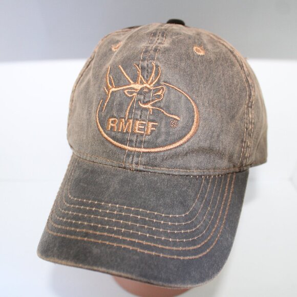 Men's RMEF Volunteer Green Tan Outdoor Cap One Size Adjustable Strapback - Picture 1 of 6